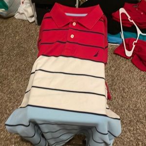Blue white red nautica polo
